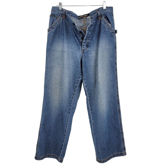 Old Navy Mens Relaxed Fit Button Fly Carpenter Jeans Actual Size 36x31Vintage - Picture 2 of 9